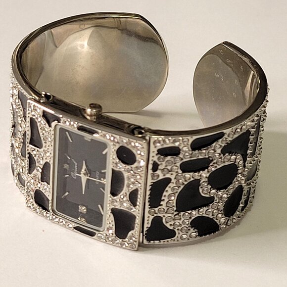 OSIROCK Sequin Black Sparkly Cuff Bangle Watch - Picture 5 of 16